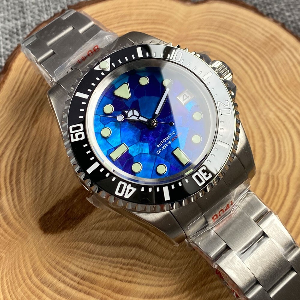Diving 43mm NH35 Watch Men Shell Dial Sapphire Deep Swimming Ceramic Insert New