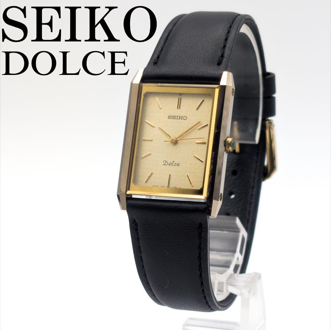 Seiko Dolce 73216170 Tungsten Watch 18cm 7.08in Gold Black Working Cleaned