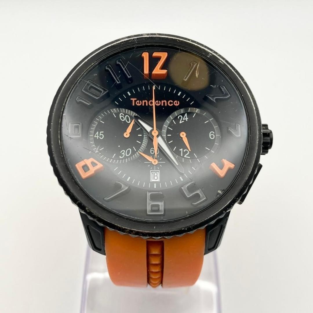 Tendence Gulliver Round Chronograph Black X Orange Watch Quartz Japan