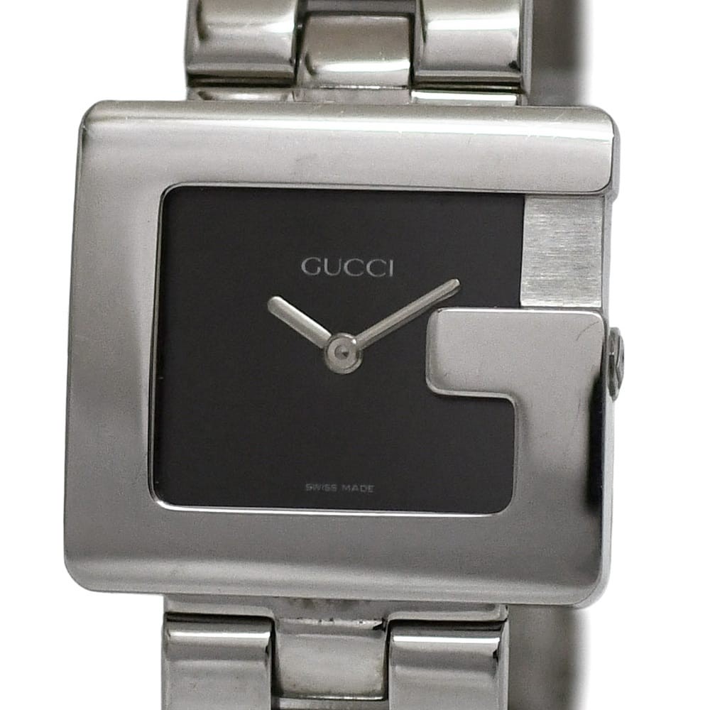 Pre-owned Gucci G-Square Watch, Black and Silver, 3600J, Stainless Steel,