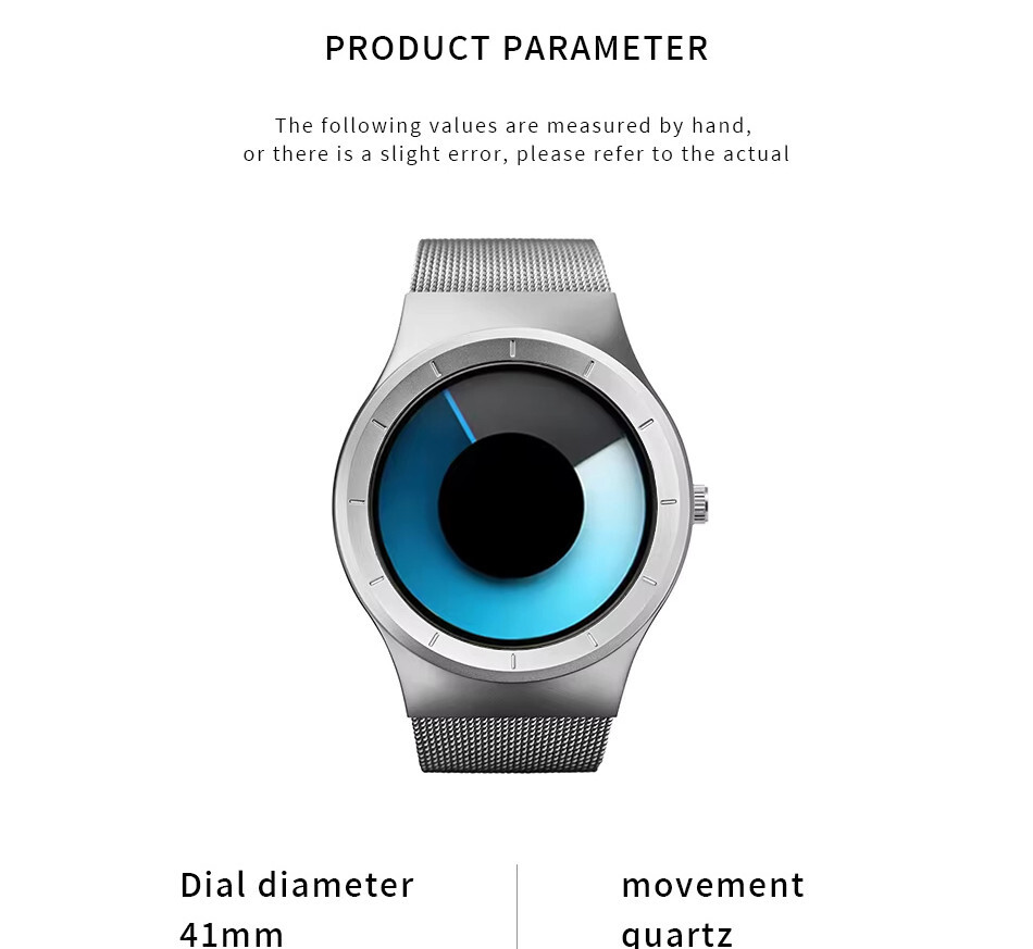 Numberless Watch – Liquid Blue Display – Fathers Day Gift Novelty Unique Unisex