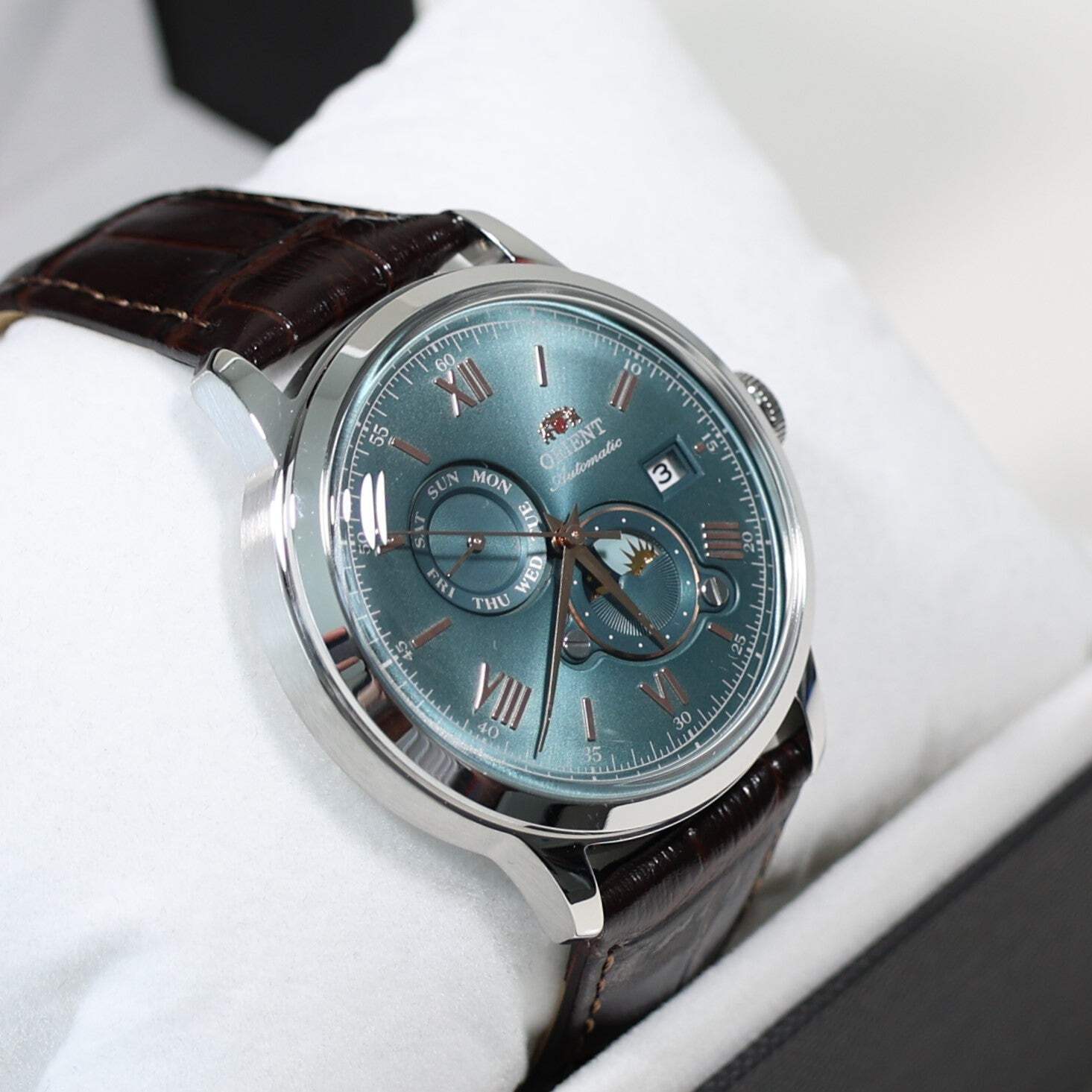Orient Automatic Sun and Moon Green Dial Men’s Watch RA-AK0805E