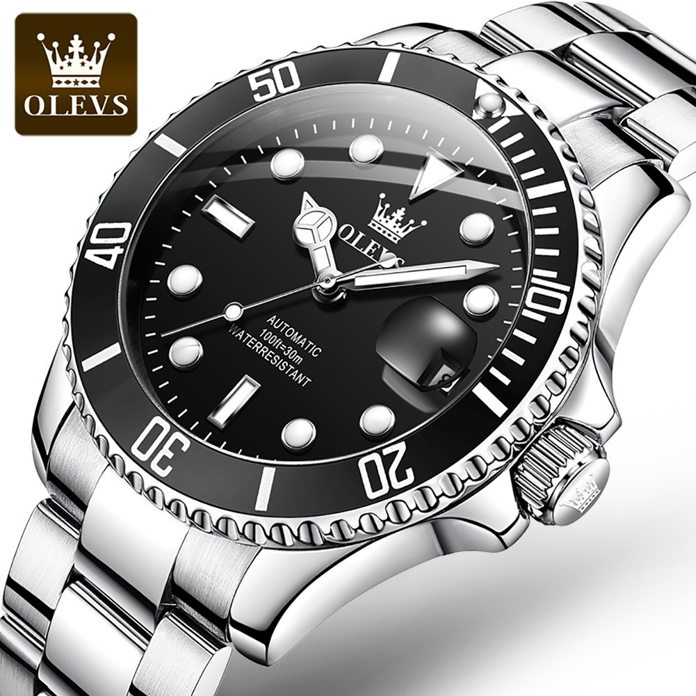 OLEVS Men’s Watch Automatic Mechanical, Stainless Steel Luminous Waterproof Date