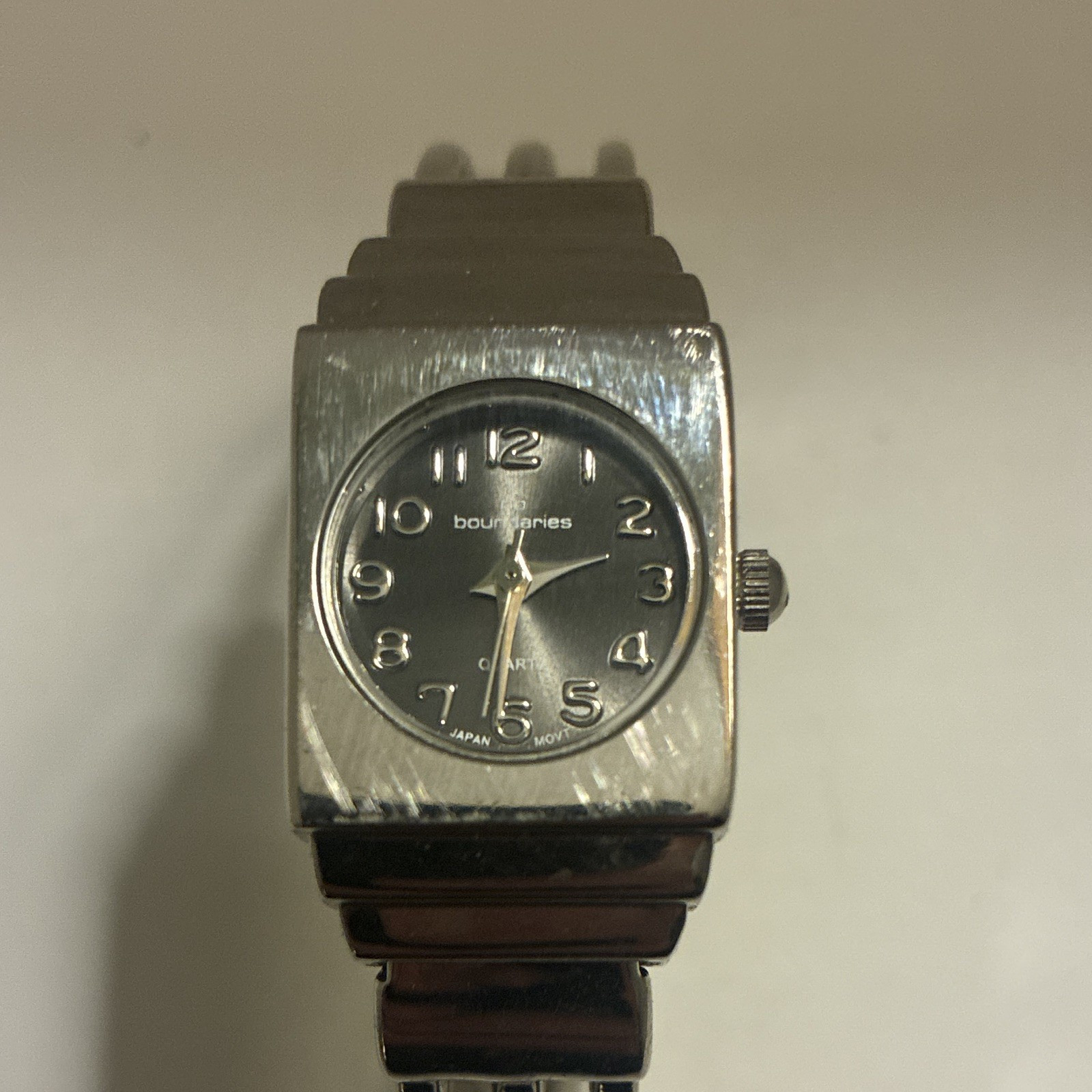 No Boundaries Women’s Quartz Analog Rectangle Watch Black Dial Silver Bangle