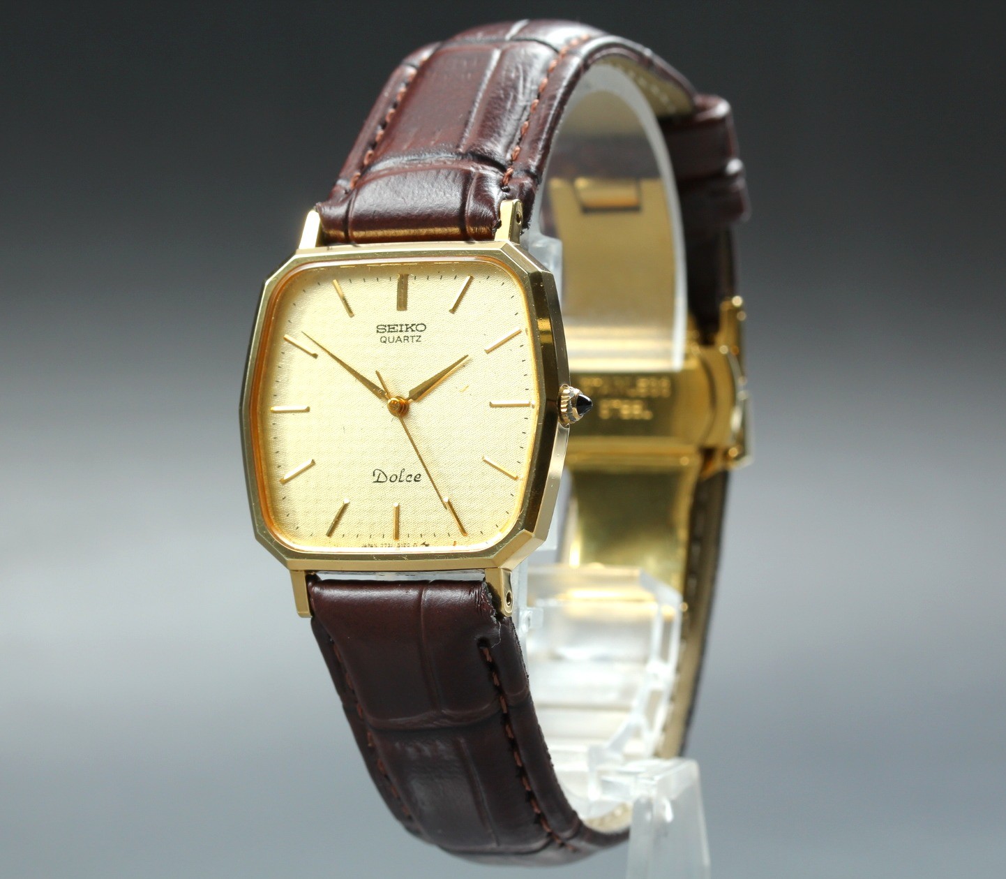 [Near MINT] Seiko Dolce 7731-5120 29mm SGP Gold Hexagon Quartz Men’s Watch JAPAN