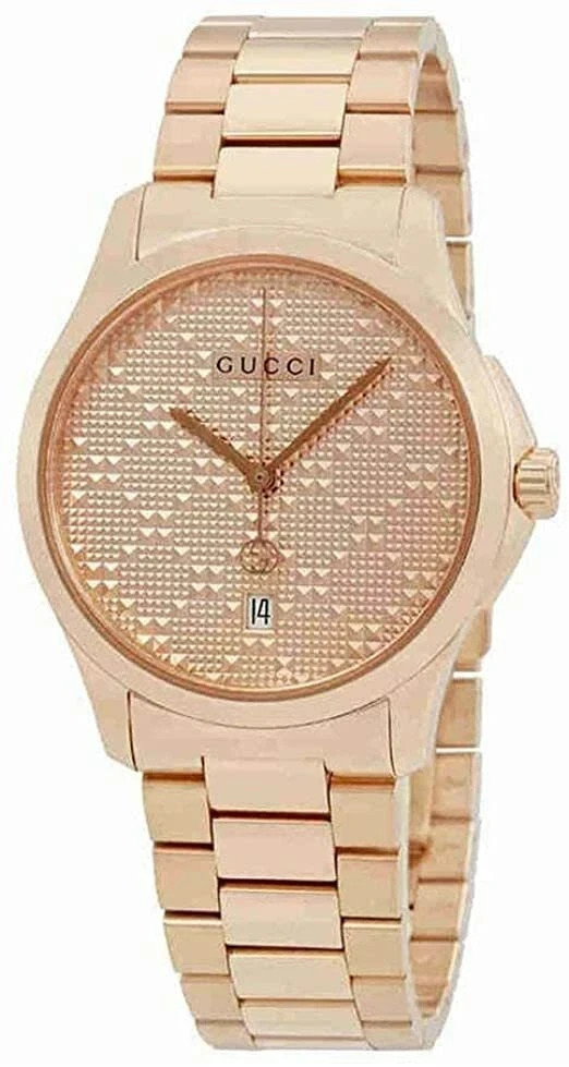 GUCCI G-Timeless 126.4 Series Rose Gold Tone Pattern Dial Unisex Watch YA126461