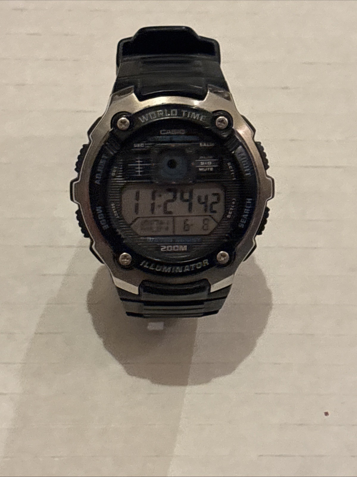 Casio Men’s Illuminator AE‑2000W Digital Watch 3199 – World Time – Silver/Black