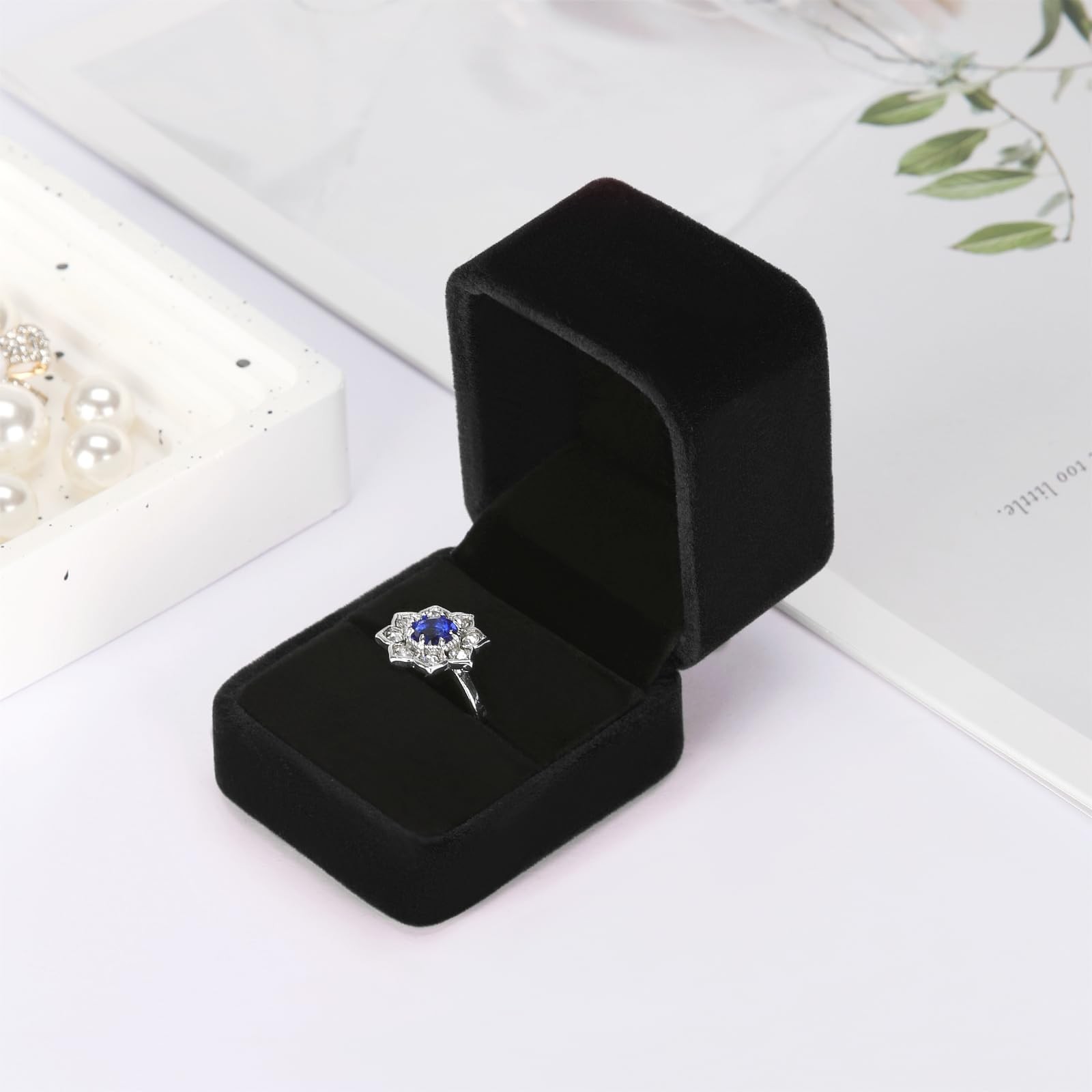 KUKUVR 2 Pieces Small Wedding Ring Gift Box for Proposal | Velvet Mini Ring Hold
