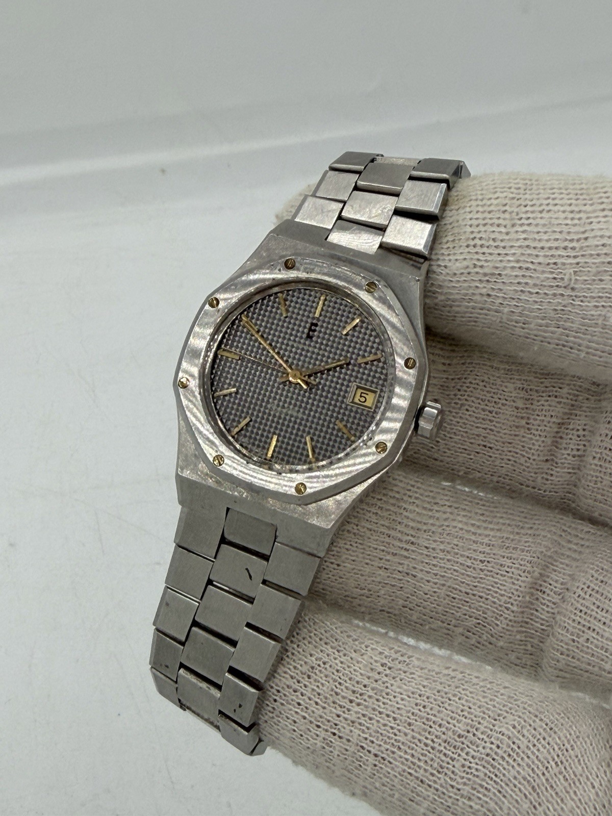 Extremely rare vintage Eberhard Royal Matic “Oak” steel gold Ref. 17175