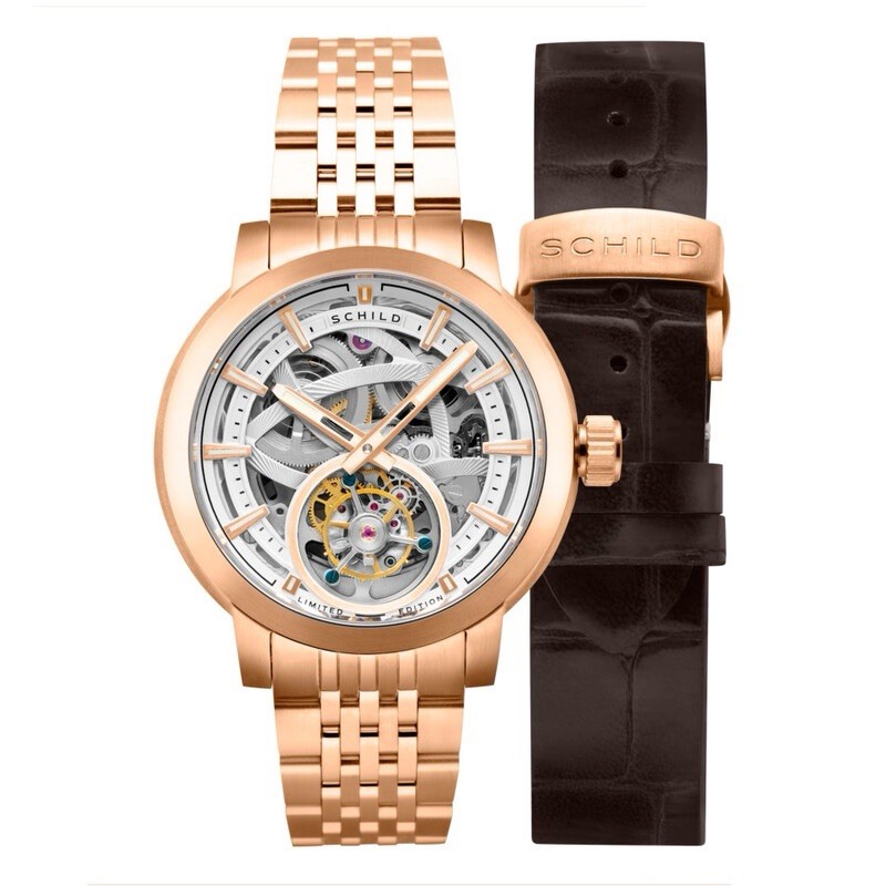 Schild Rose Finish Skeleton Automatic Tourbillion #52/80 Bracelet/Strap
