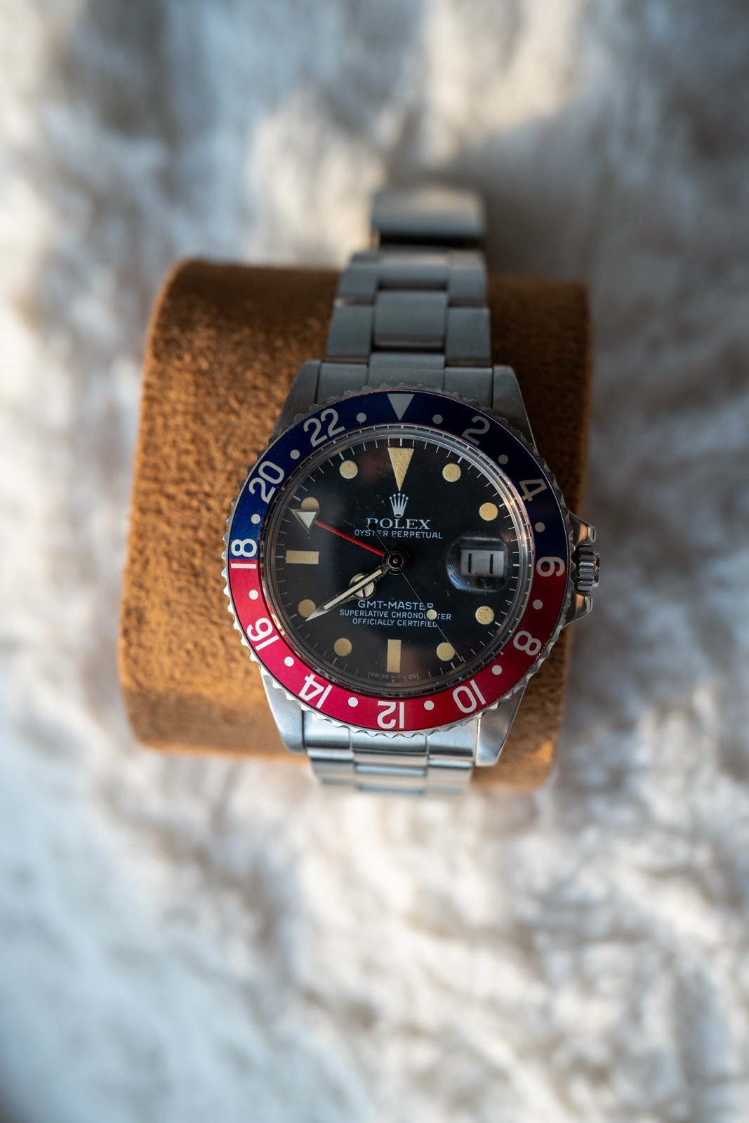 Rolex GMT-Master 1675 Silver Oyster Bracelet with Blue and Red Bezel