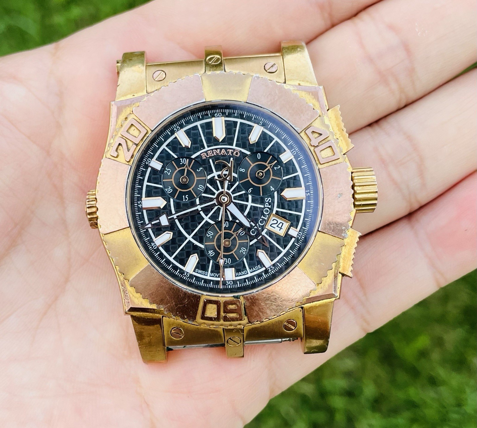 RENATO CYCLOPS COLLEZIONI ETA 251-272 22 JEWELS 47/360 SWISS CHRONOGRAPH *READ*