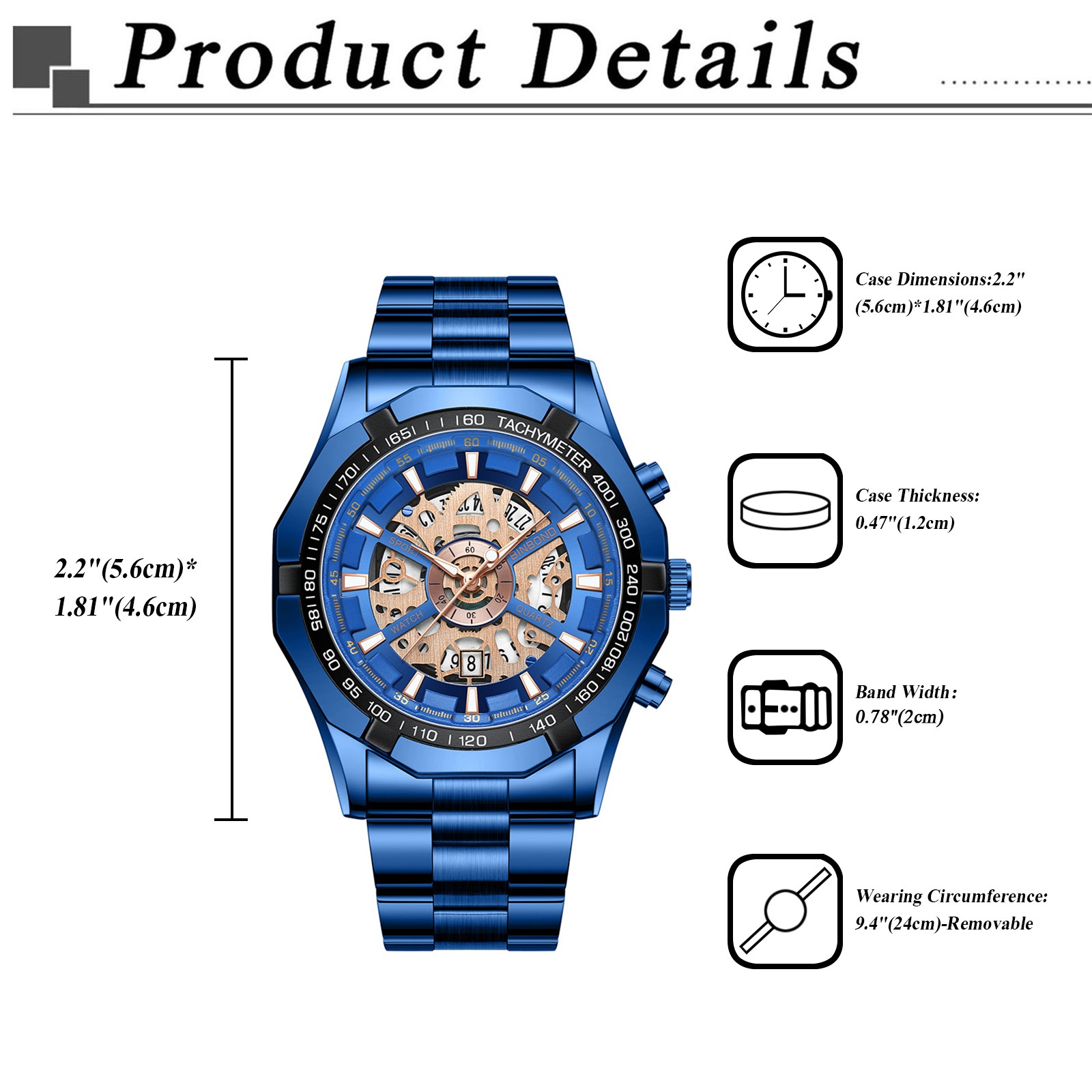 Men’s Waterproof Skeleton Stainless Steel Watch Luxury Quartz Wrist Watch