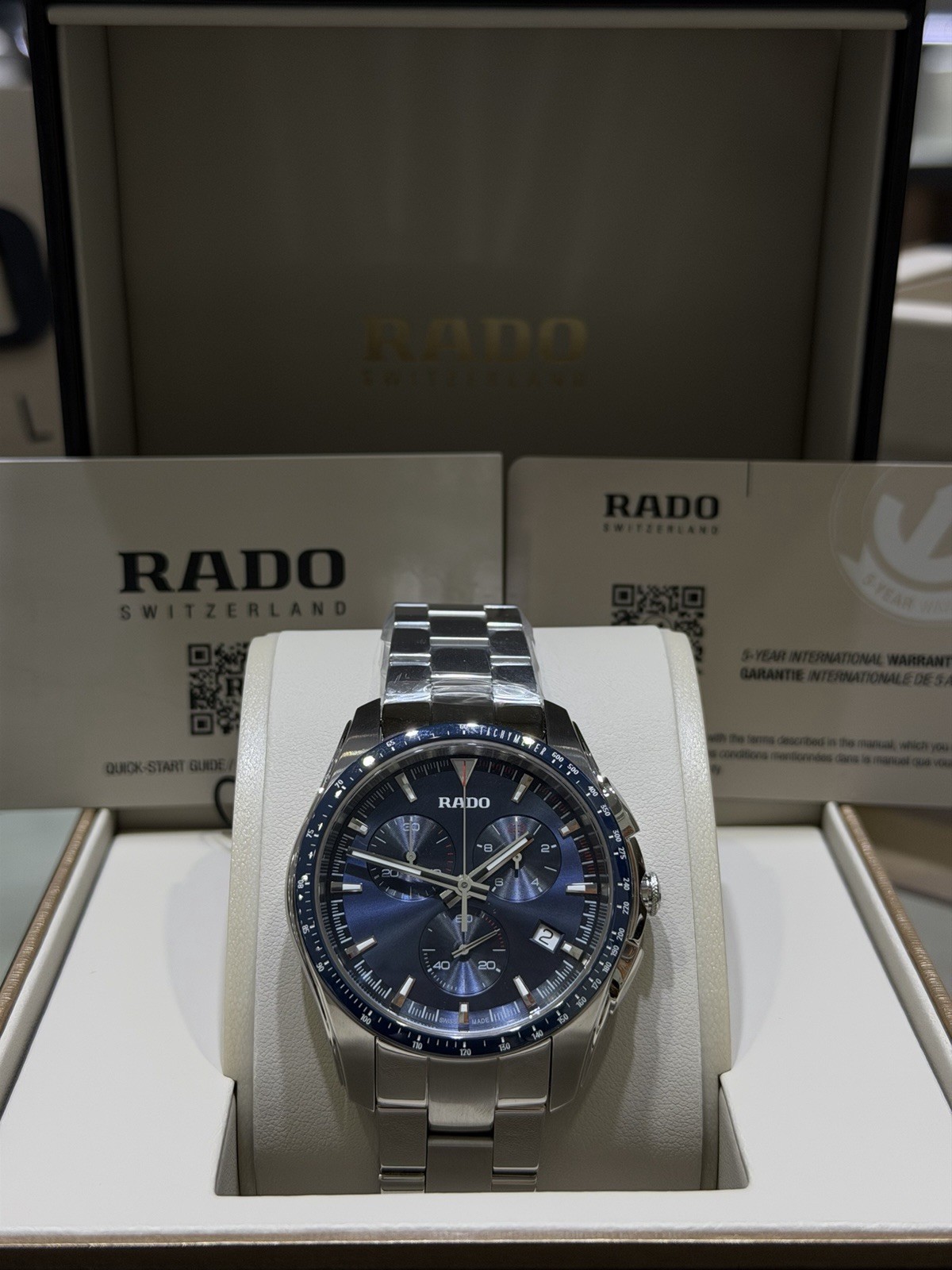 New Rado Hyperchrome Chronograph Blue Dial Stainless Steel Men’s Watch R32259203