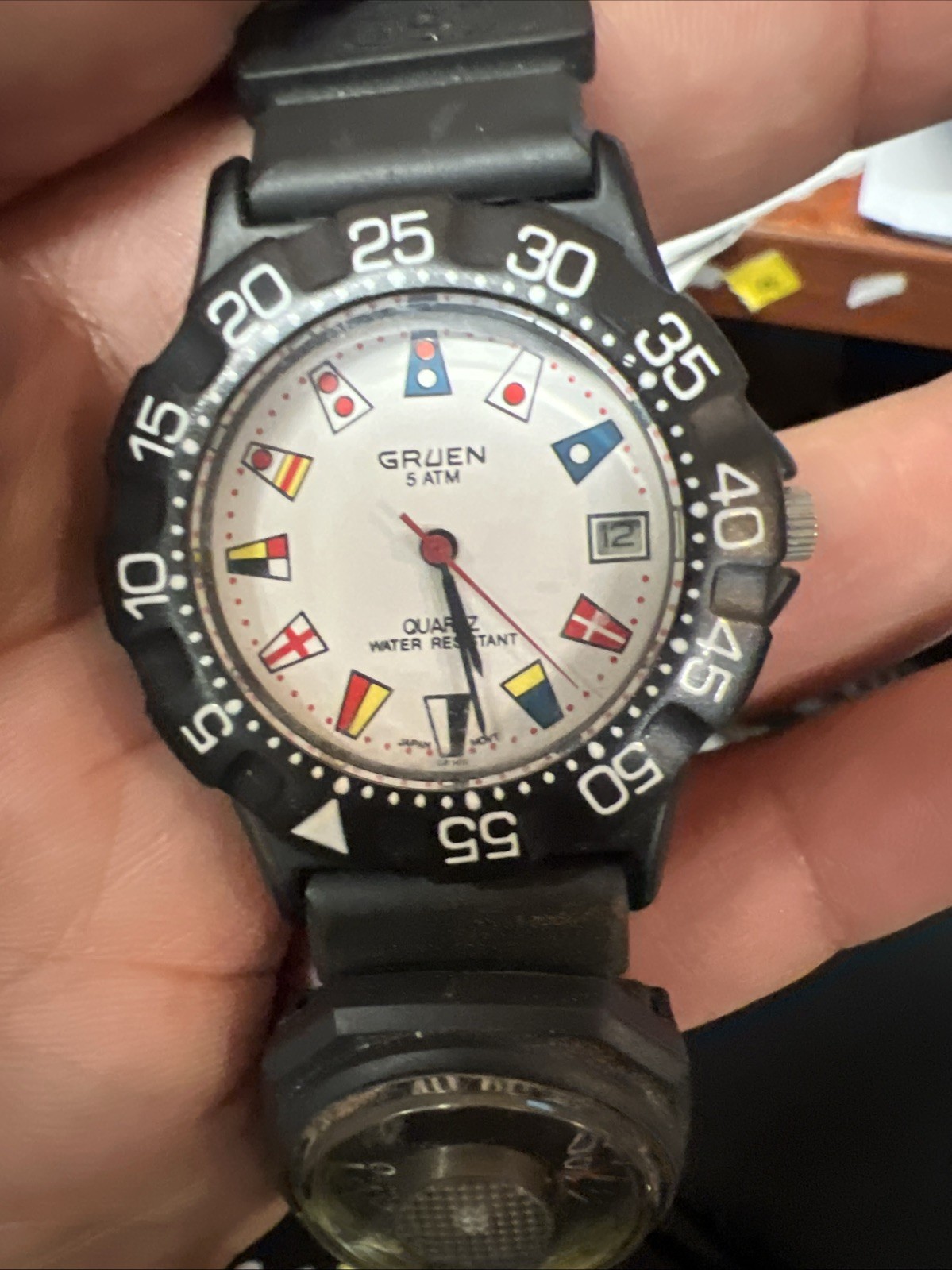 Vintage Gruen Nautical Flags Ladies Quartz Watch Needs Battery