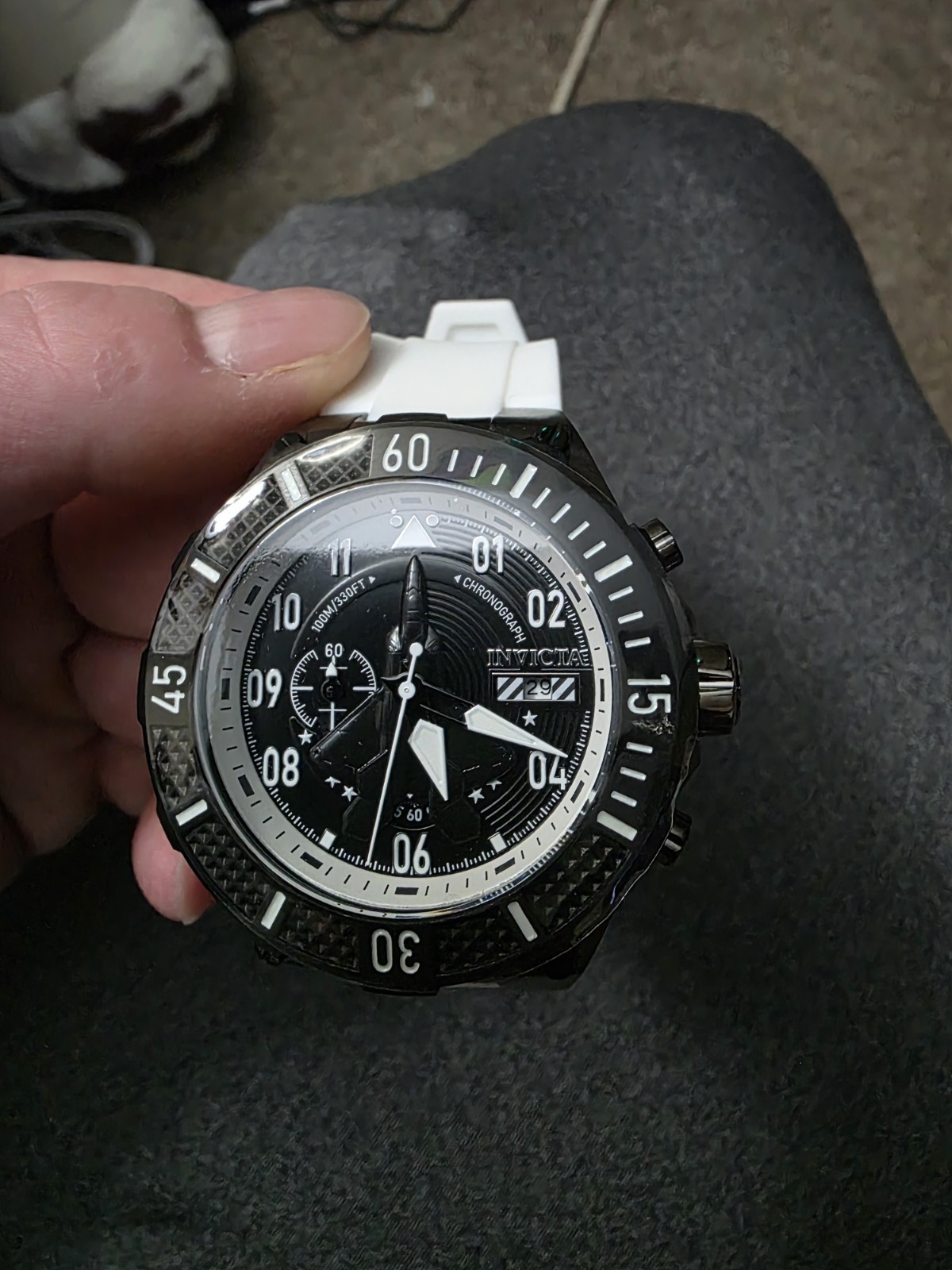 Invicta Aviator Ascend 39900 50mm Chronograph White Strap Watch w/ Box