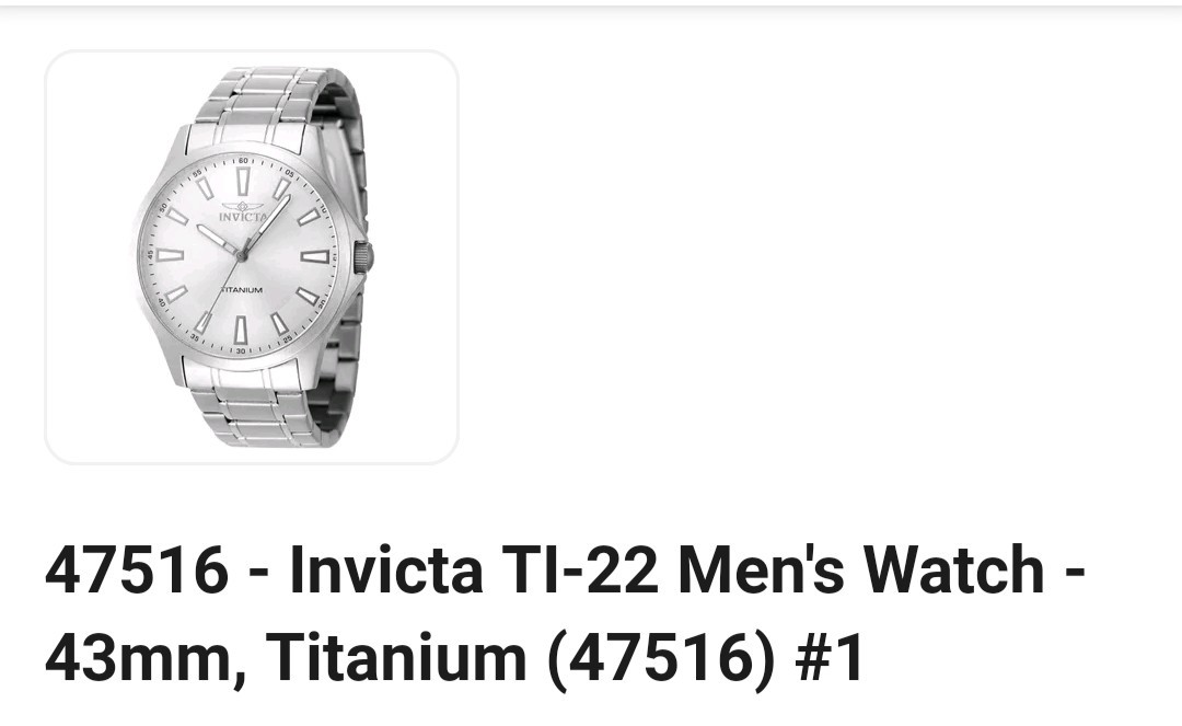 Invicta TI-22 Men’s Quartz Analog Silver Dial 43mm Titanium Bracelet 50m