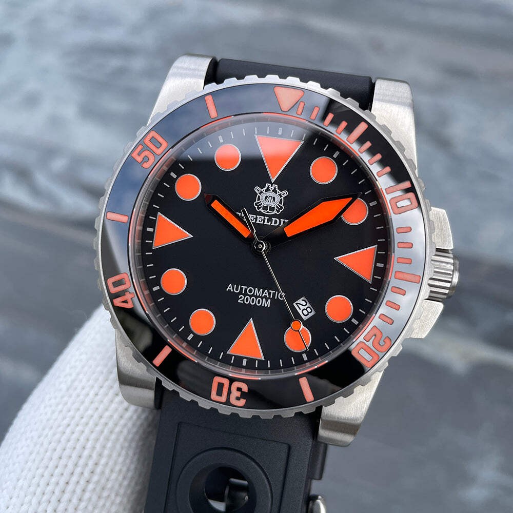 STEELDIVE SD1987 — Orange 46.5MM Big Size Analog 2000m NH35 Automatic Dive Watch