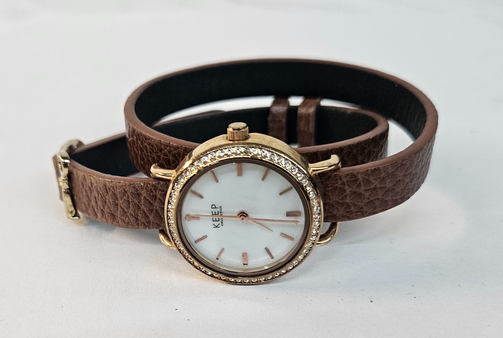 KEEP Collective Ladies Wrap Around Watch SR626SW w MOP Dial NEEDS BATTERY