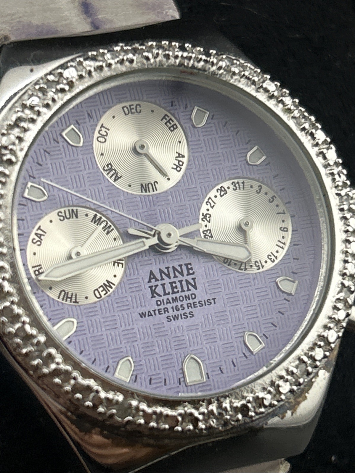 Anne Klein Diamond Accent Multi-Function Purple Watch