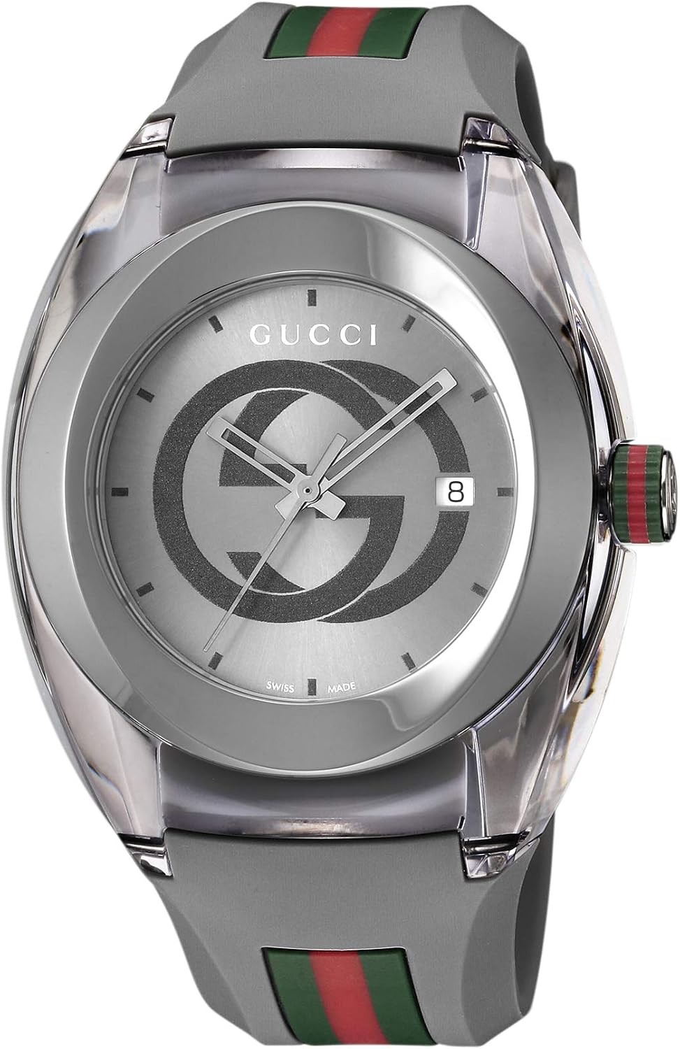 GUCCI YA137109A Quartz Analog Men Gray-Dial Gray-Band Wristwatch [6V29Y]
