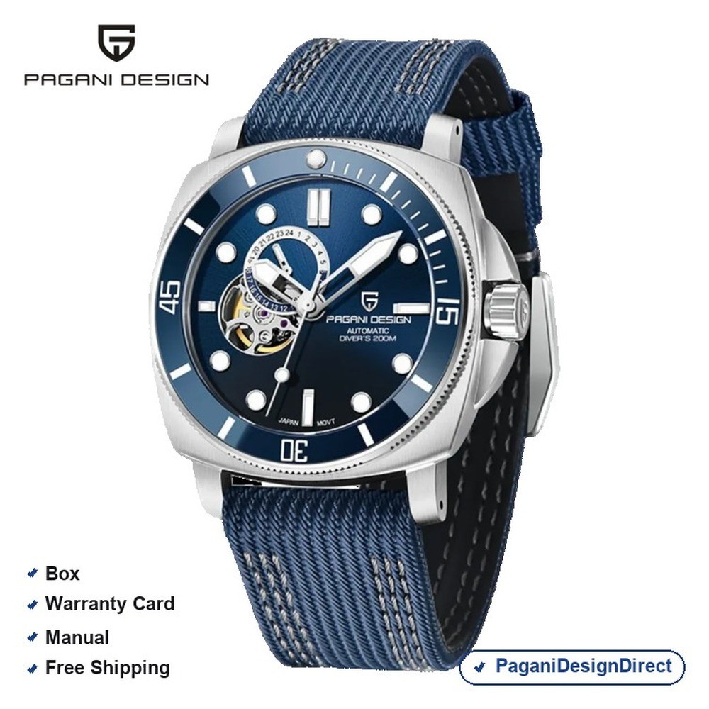 Pagani Design PD-1736 Blue Skeleton Rubber Automatic Men’s Watch