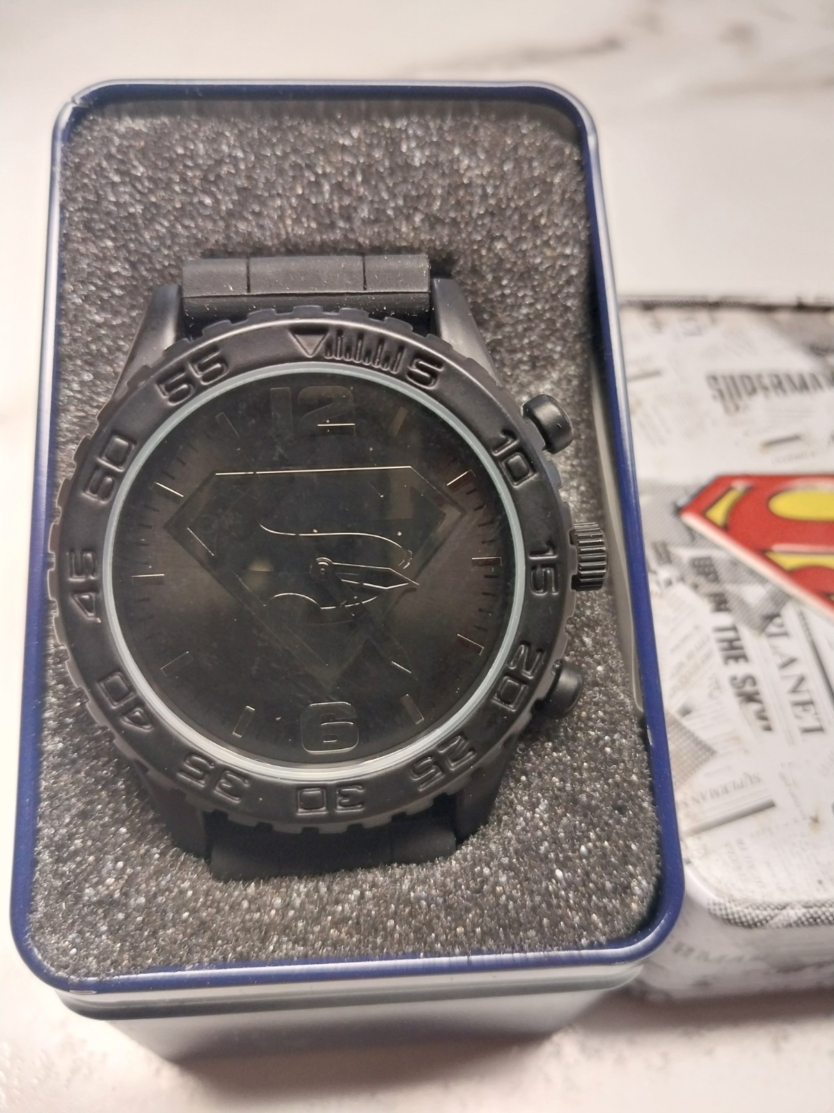 2025~ACCUTIME DC Comics Superman Black Watch With Box~Brand New~WITH BOX & PAPER