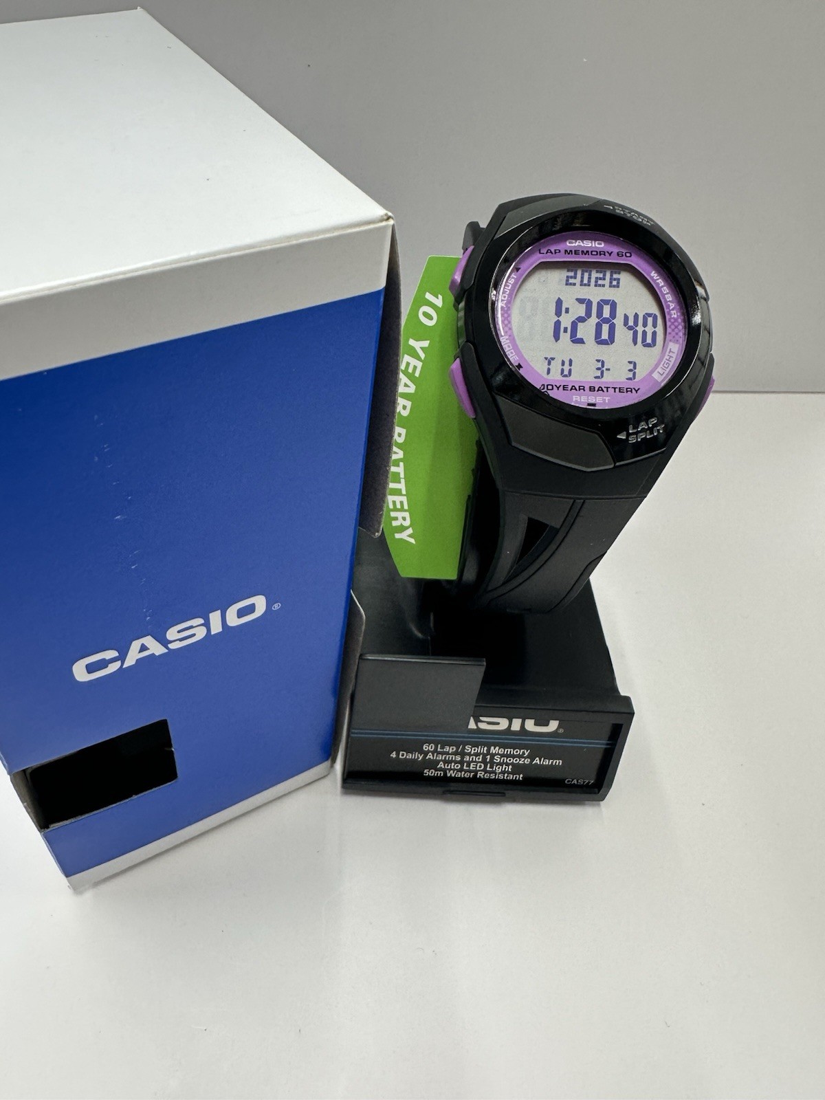 Casio STR-300-1 Digital, 10 Year Battery, Lap Memory Resin Band Watch