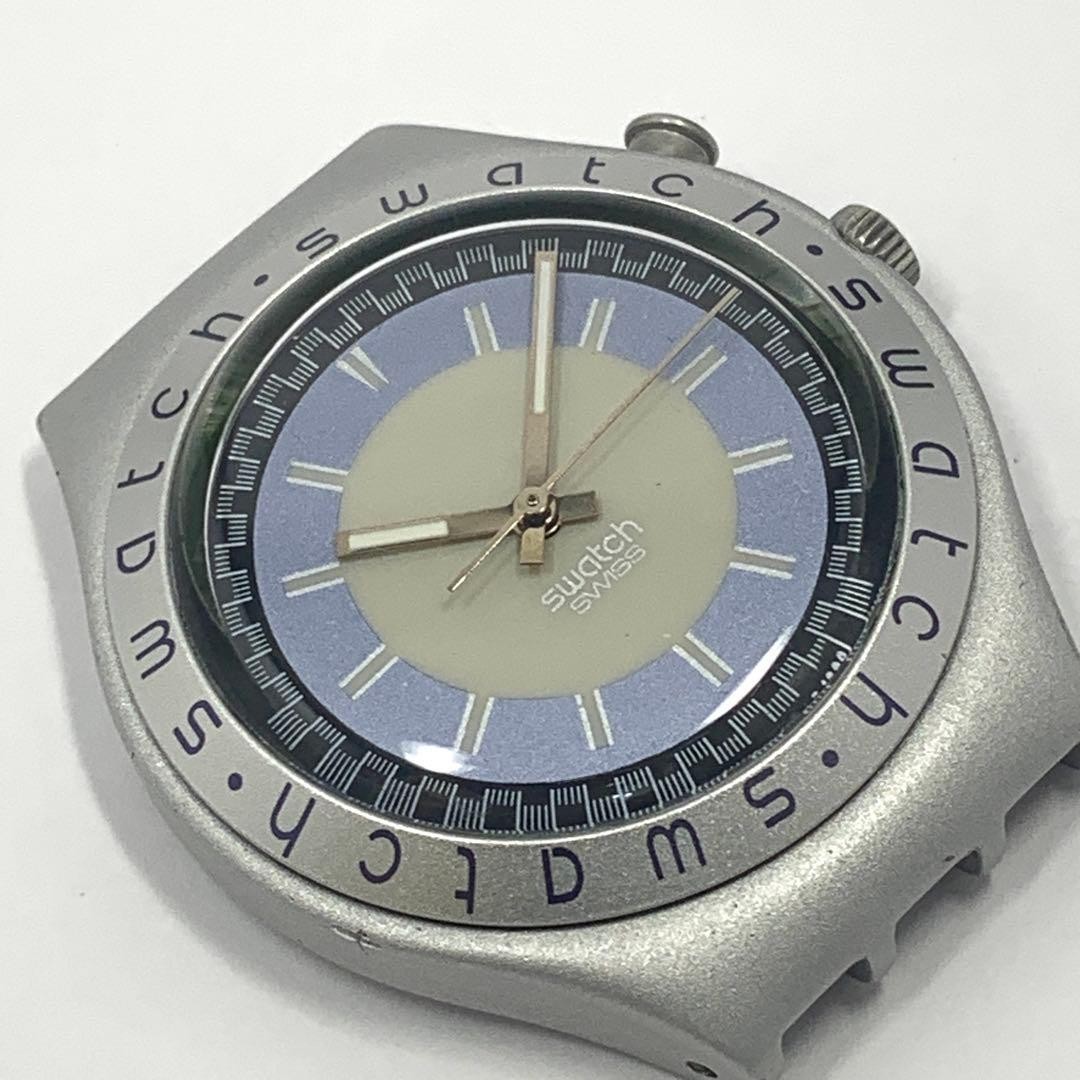 Swatch Quartz Watch Light Blue Gray Dial Silver Case Used Cheap
