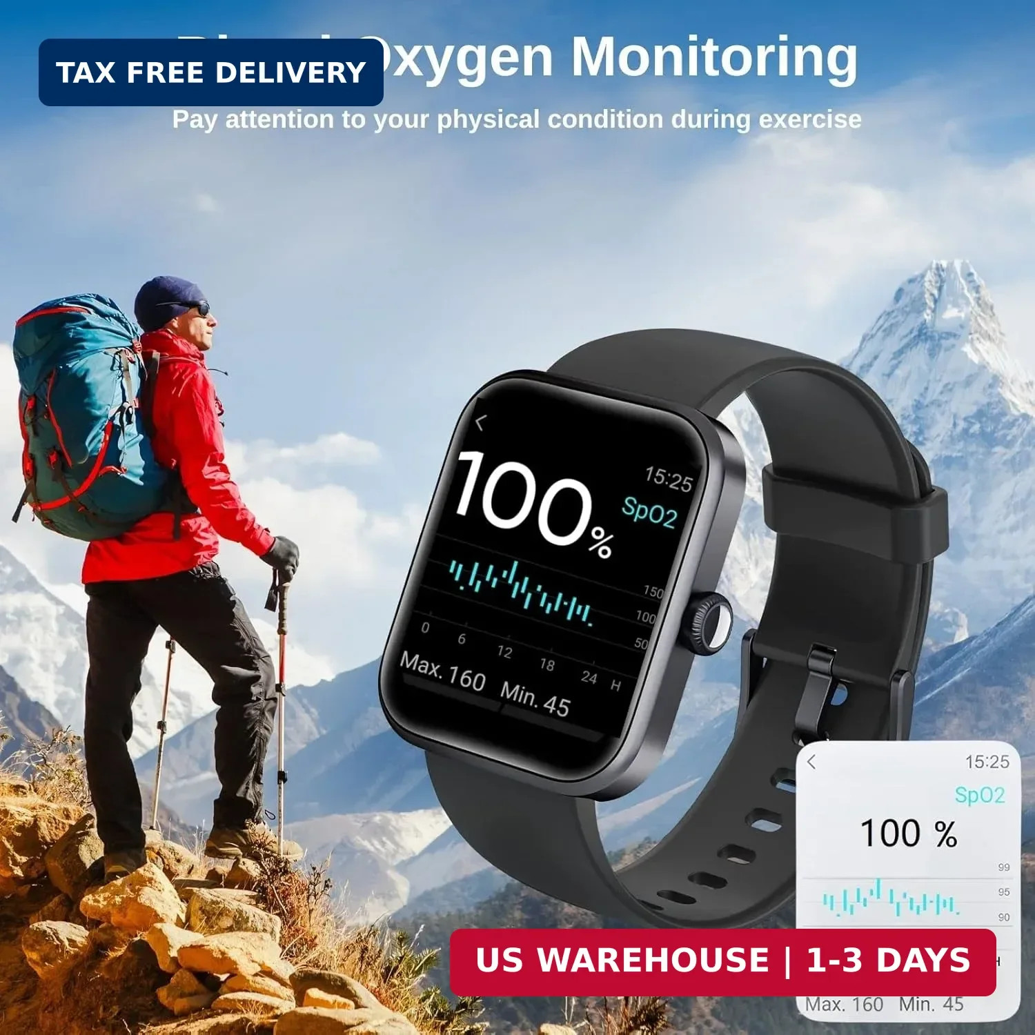 Fitness Smart Watch Activity Tracker 24/7 Heart Rate For Women Men Blood Oxygen