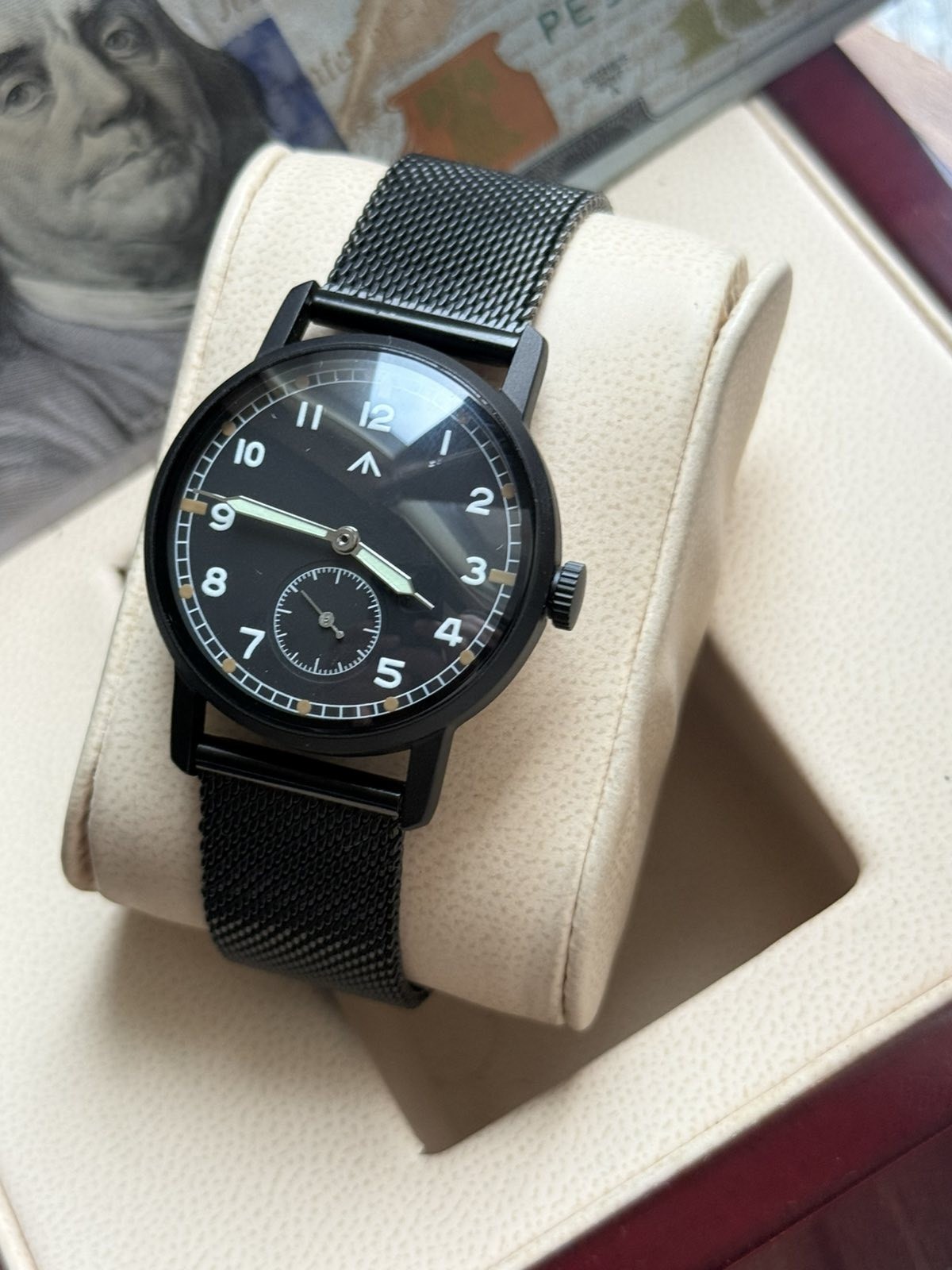 Pobeda Pilot Soviet Mechanical Black Dial Vintage Watch Zim 1990s Russian Men’s