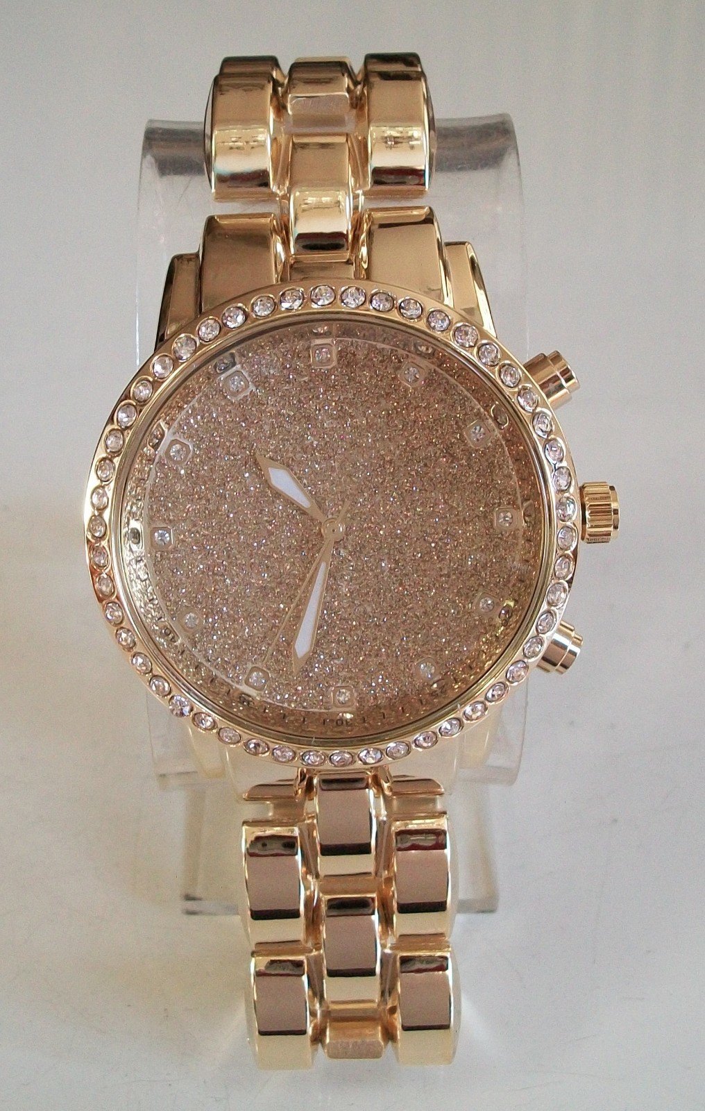 Men’s dressy/casual gold finish glitter/plain fashion bracelet hip hop watches