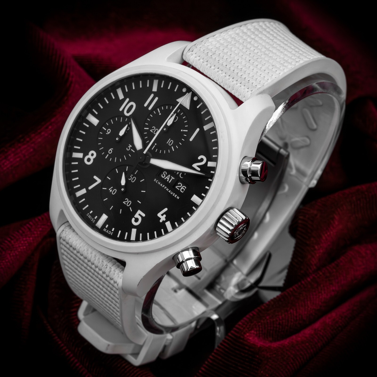IWC Pilot’s Chronograph Top Gun Edition “Lake Tahoe” IW389105 White Ceramic MINT