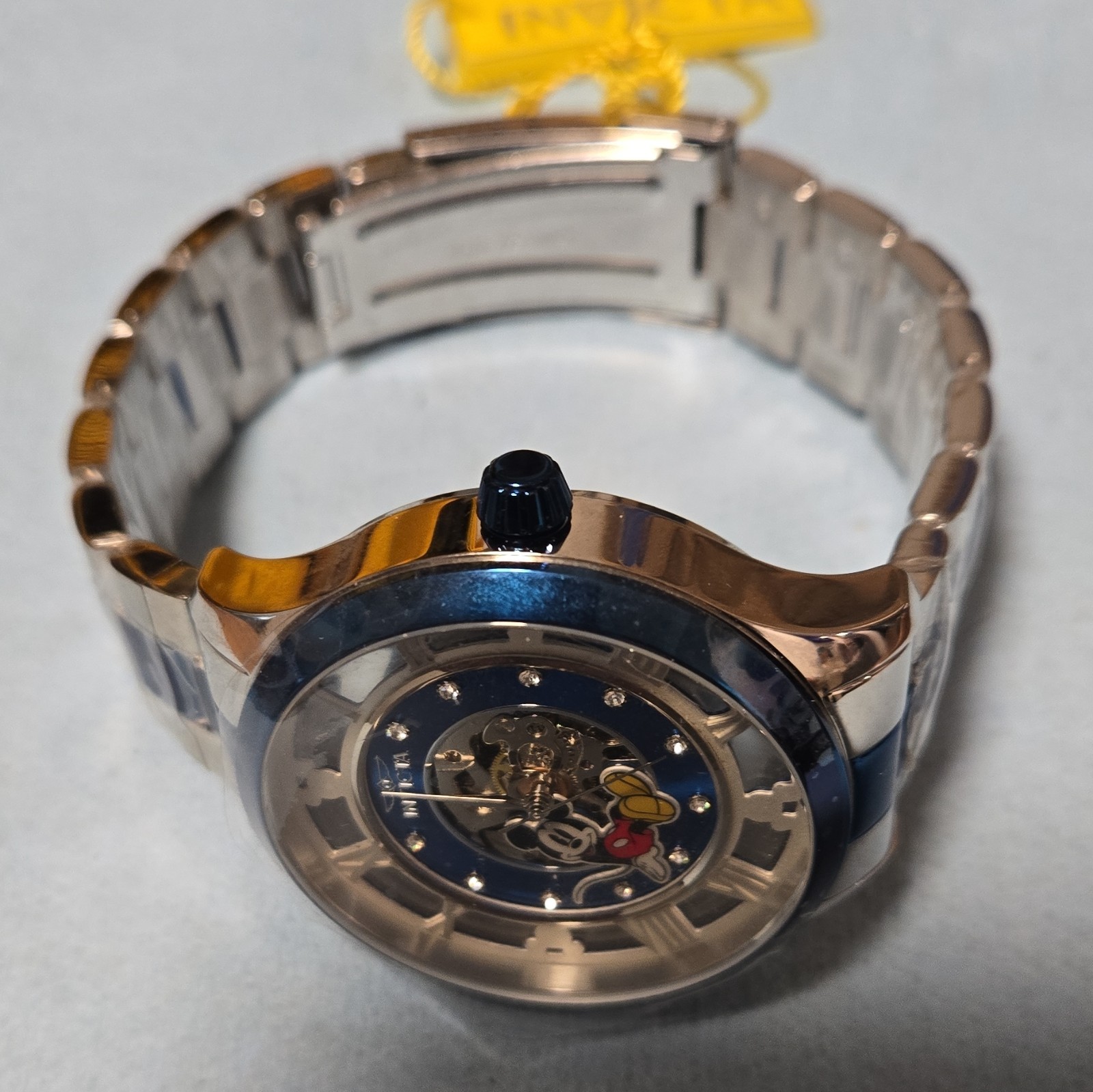 Invicta Disney Mickey Mouse Automatic 300m Blue Skeleton Dial Steel 47mm