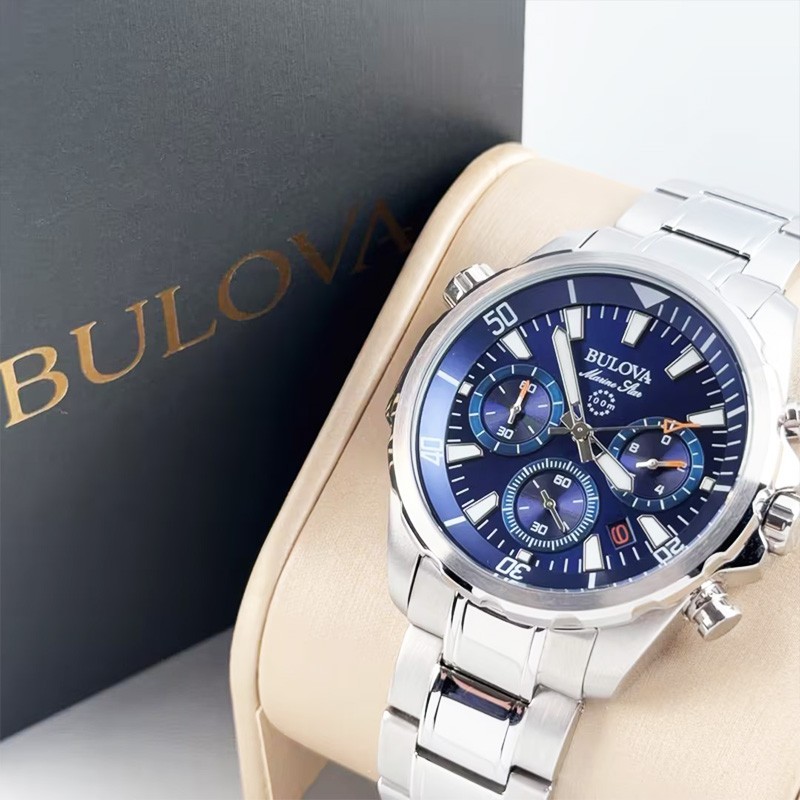 Bulova 96B256 Marine Star Blue Dial Chronograph Quartz Men’s Watch 44MM