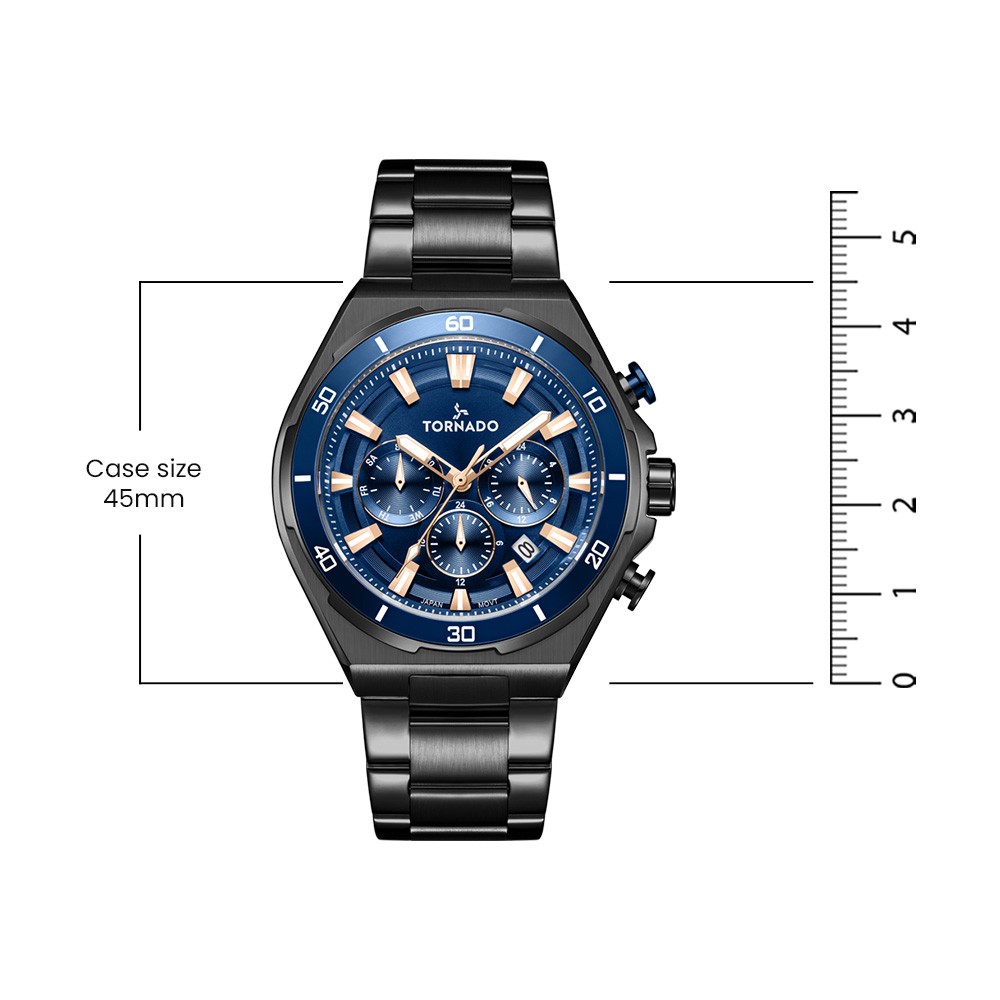 Tornado Strellar X Men’s Multi Function Watch | Blue Dial, 45mm, 100 m (10 ATM)