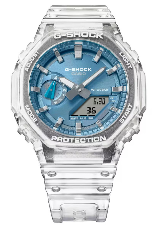 Casio G-Shock Ana/Digi Blue Dial Clear Resin Watch GA-2100BM-7A2/ GA2100BM-7A2