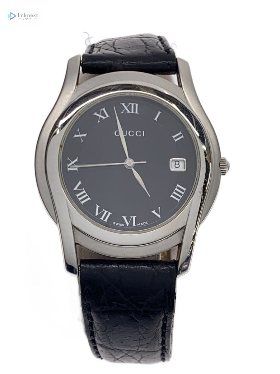 GUCCI 5500M Men’s Analog Watch Black Dial Leather Strap