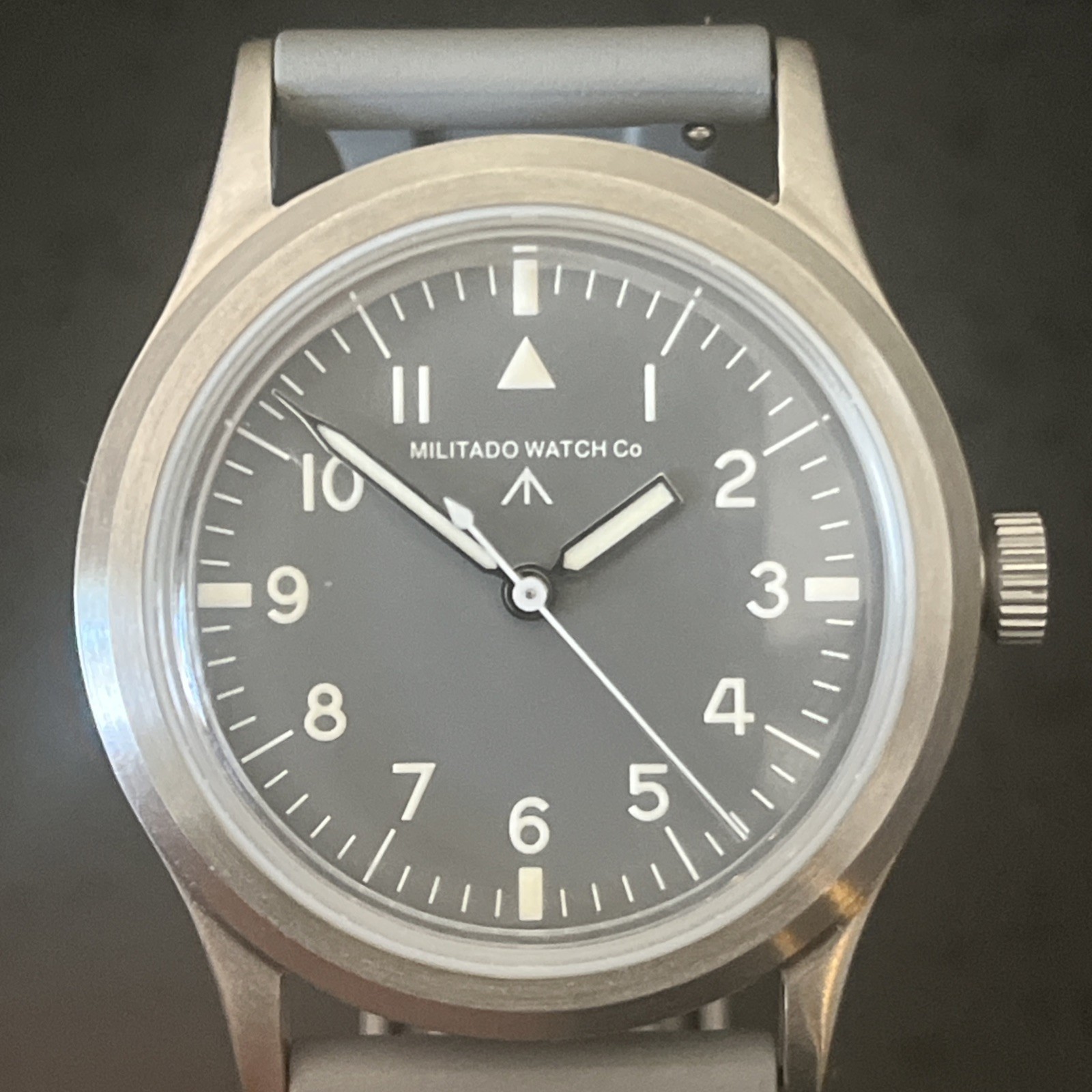 Militado ML14 Field Watch Grey Dial VH31 + Rubber Deployment Clasp US Seller