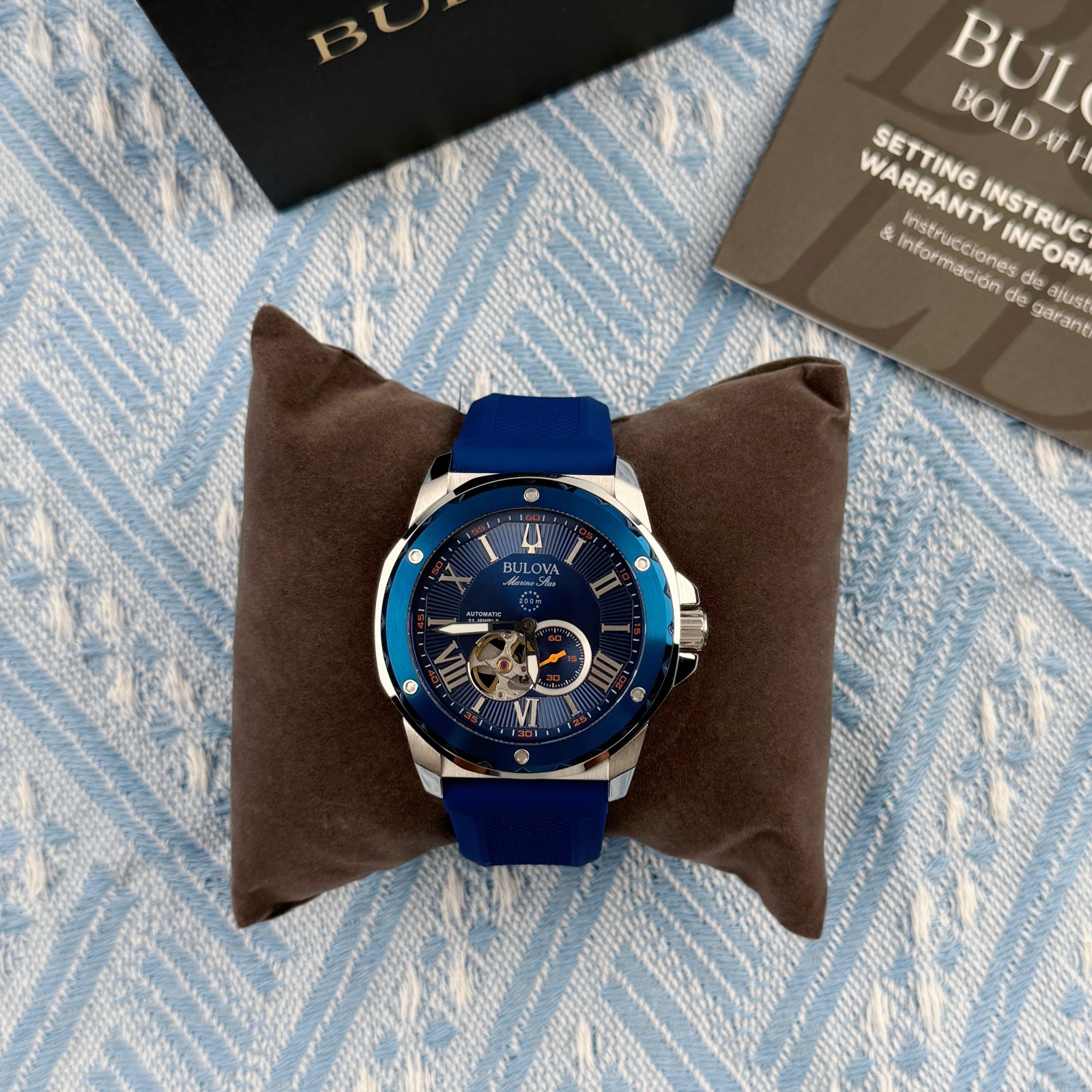 New Bulova Marine Star Automatic Men’s Watch Blue Dial 45mm/98A303