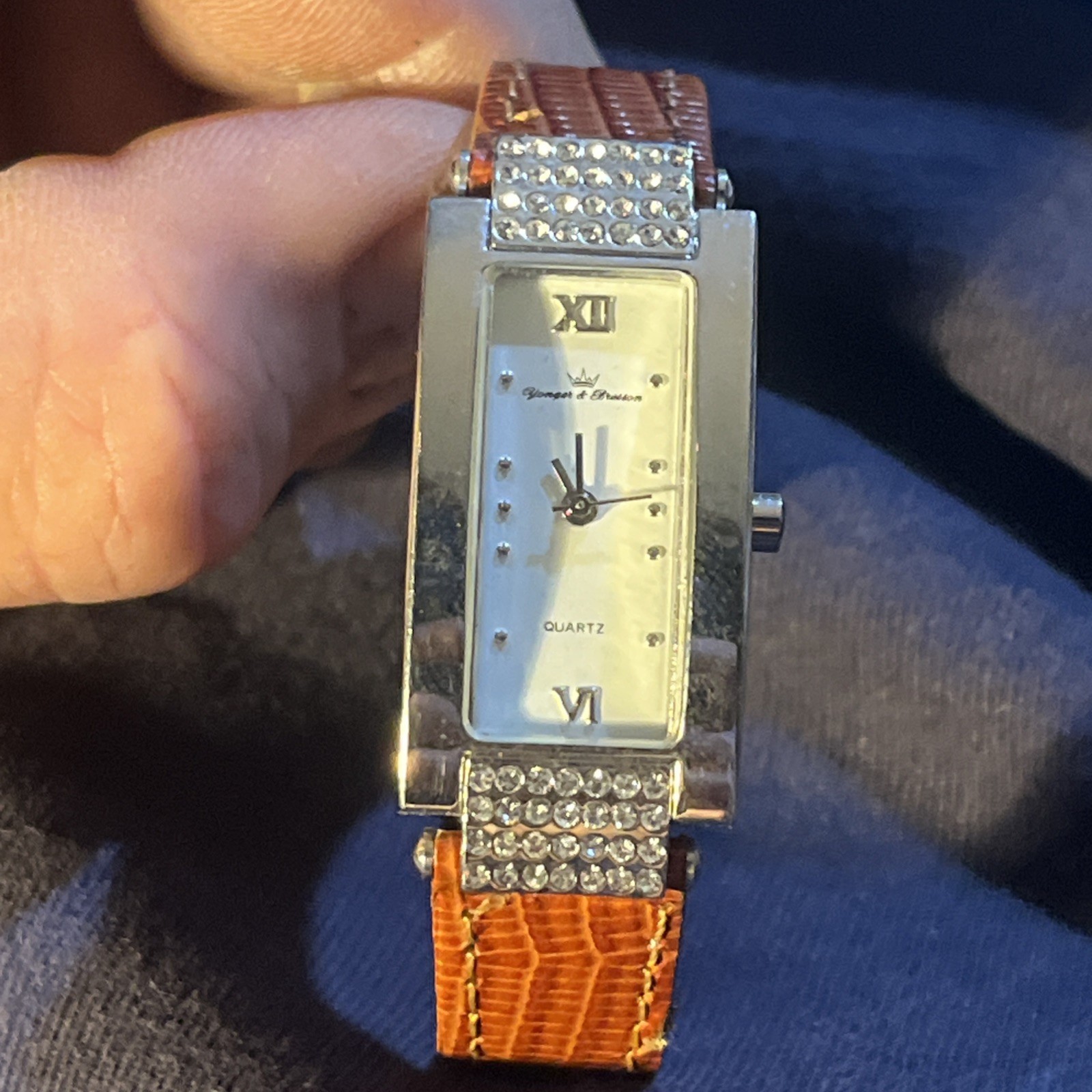 Yonger & Bresson Woman’s Silver-tone Quartz Watch Snakeskin-style Leather Band