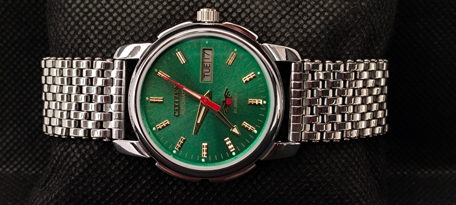 Vintag Automatic Citizen Japan Made Green Dial Day/ Date Men’s Wrist Watch