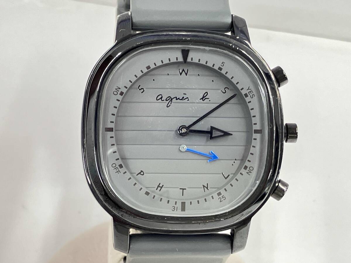 agnes b N877KRE0 Wristwatch Quartz Timepiece Used Scratched Glass Leather