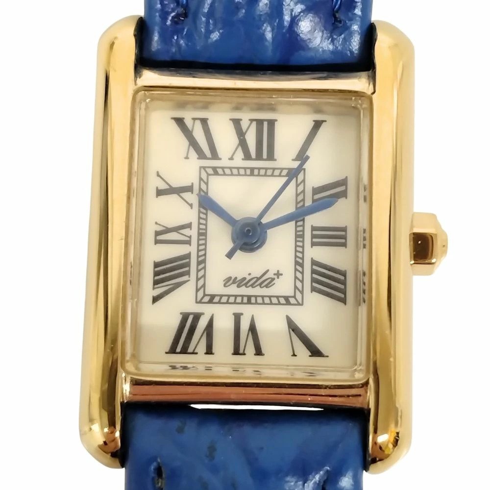 Vida Plus Rectangular Quartz Watch Blue Gold 51418 Used