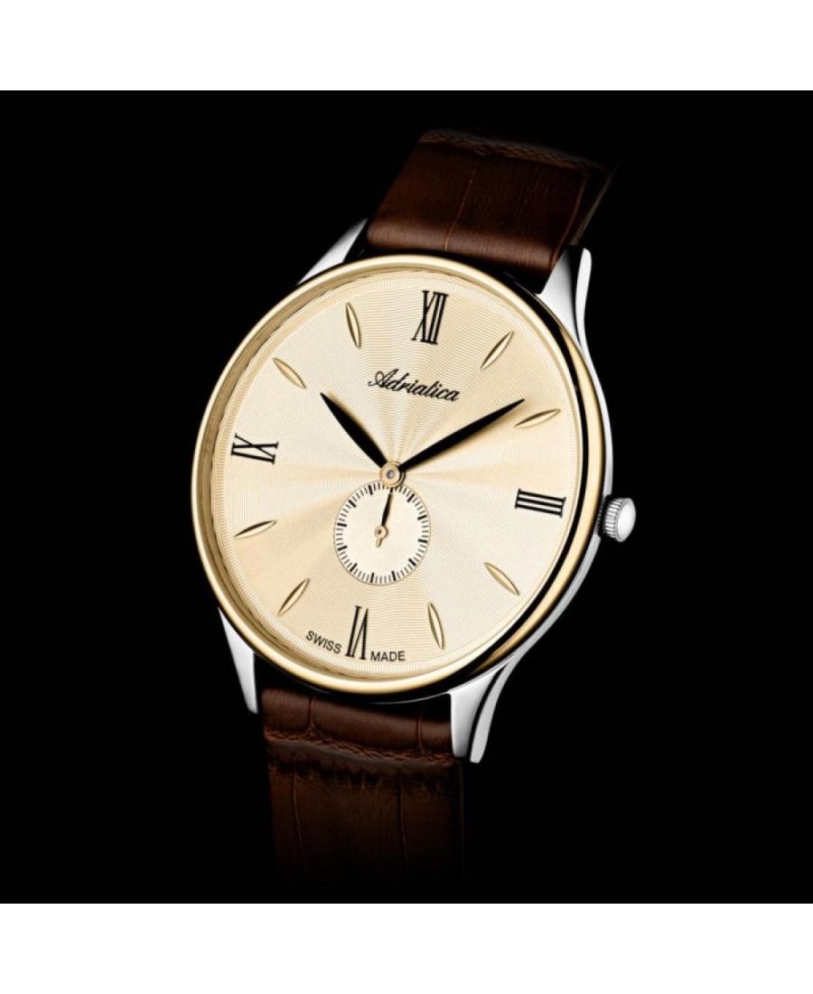 ADRIATICA Men Quartz Casual Watch Classic Dress Gold color Dial Waterproof Swiss