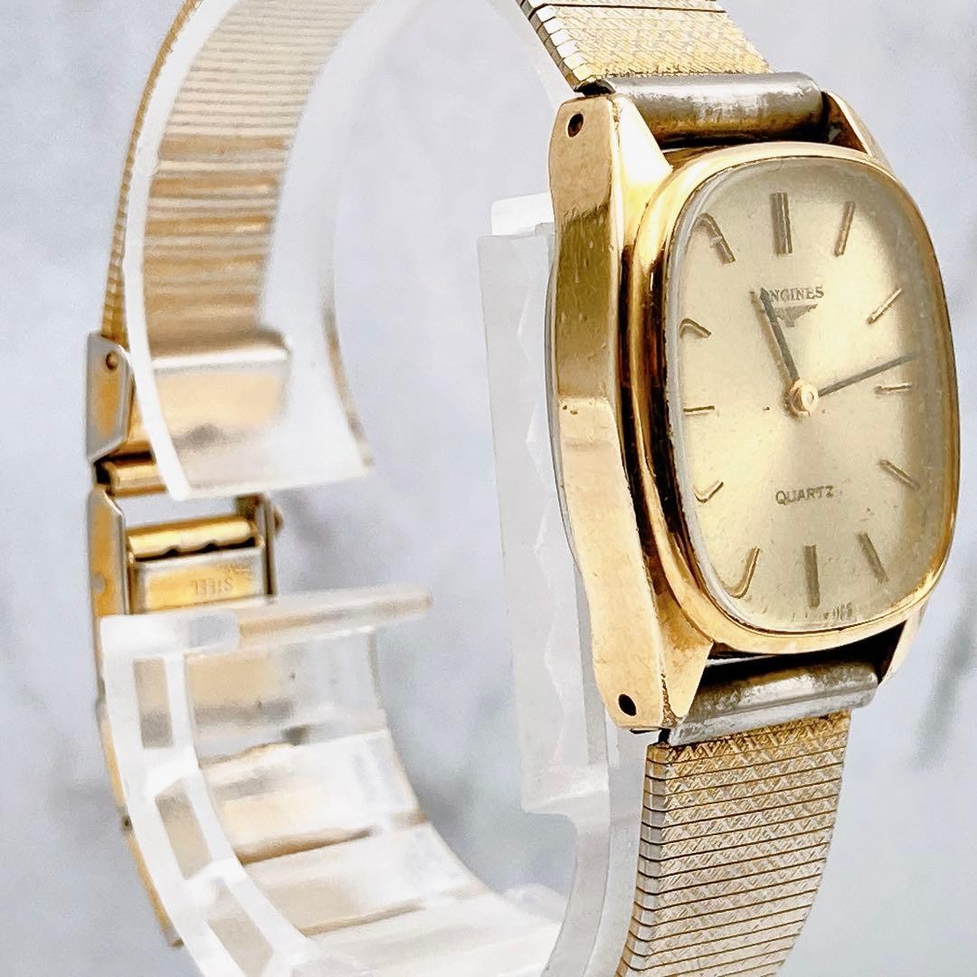 LONGINES Ladies Square Gold Plated Quartz Watch Running wrist 15.0cm/5.9in