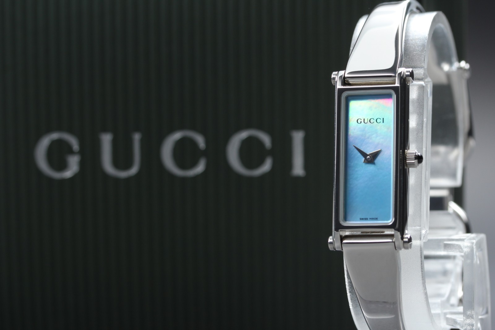 [Near MINT w/Box Paper] GUCCI 1500L 13mm Blue Shell Dial Quartz Women’s Watch