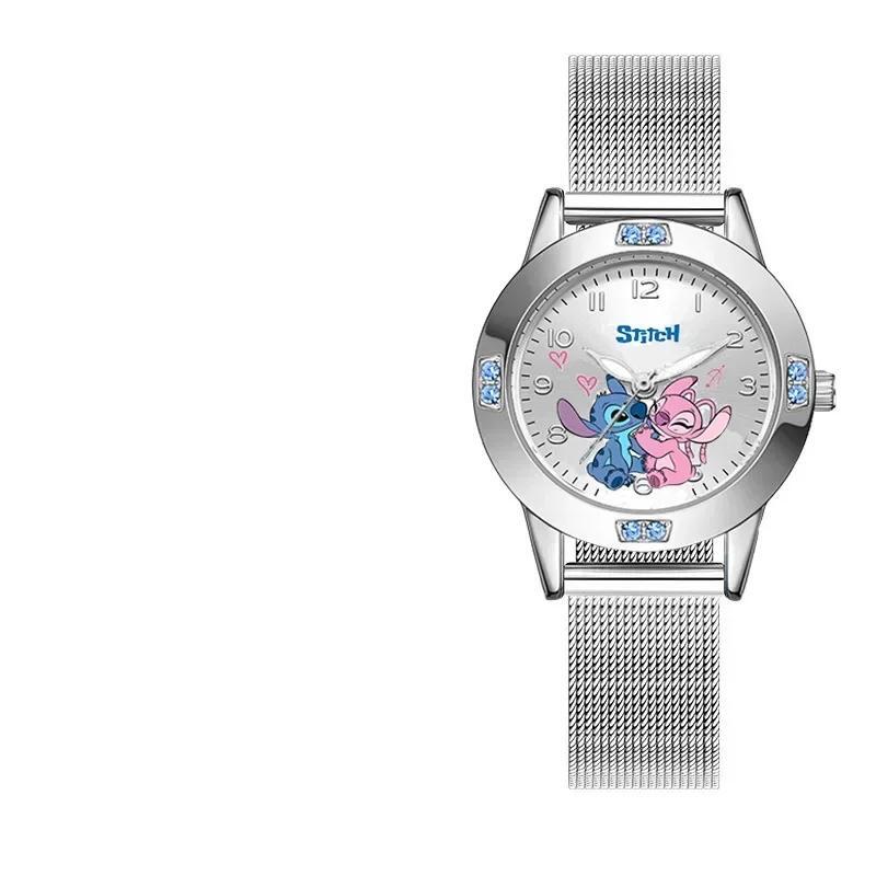 Disney Stitch Watches Diamond Quartz Watch for Women Stich Cartoon Leather Wrist