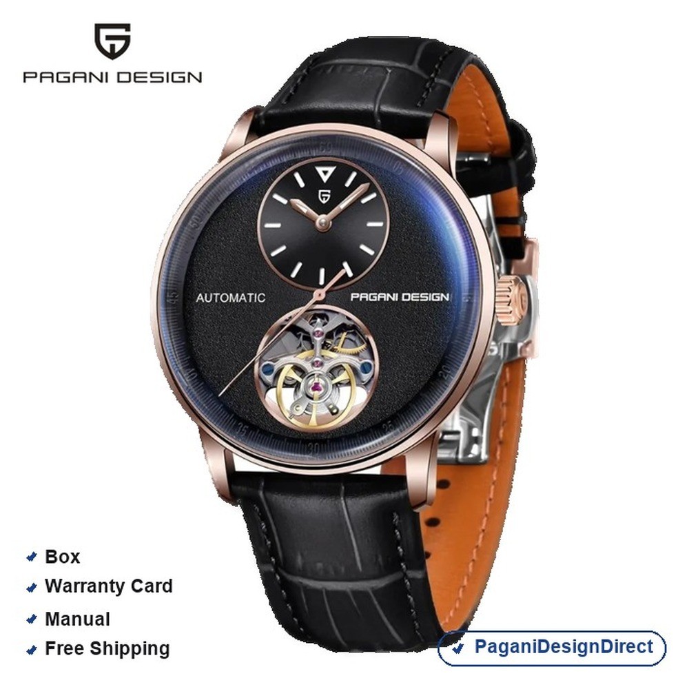 Pagani Design PD-1796 Gold Black Tourbillon Leather Automatic Men’s Watch
