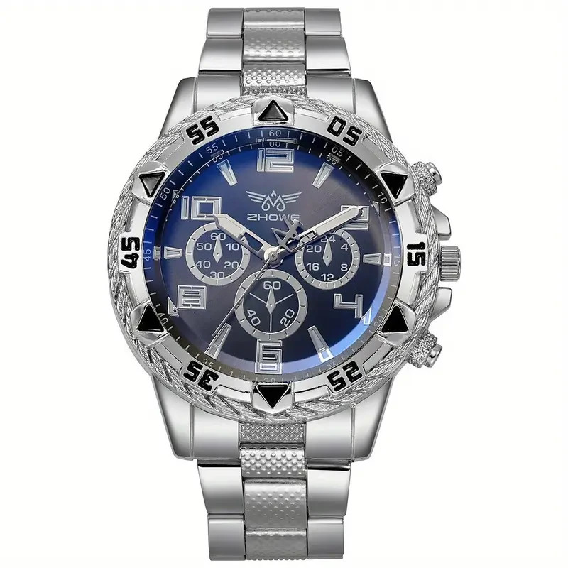 Men’S Luxury Sport Watch with Chronograph, Silver-Plated Case & Bracelet